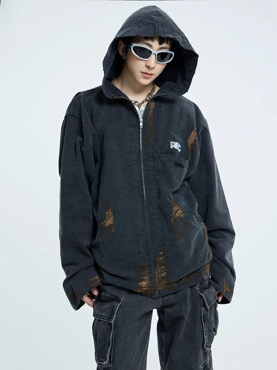 【23s September.】Vintage Distressed Hooded Denim Jacket ArtsKoreanMan