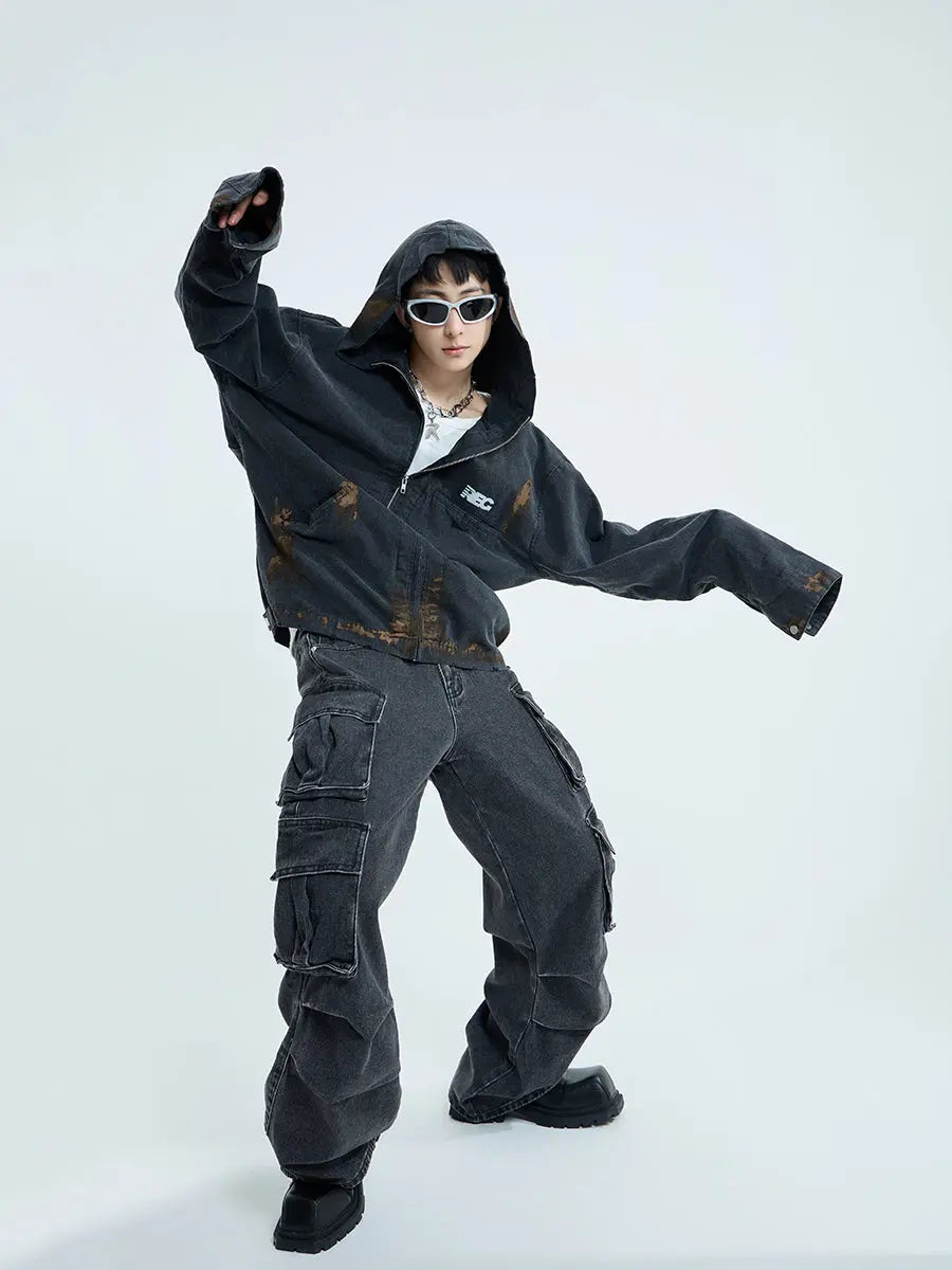 【23s September.】Vintage Distressed Hooded Denim Jacket ArtsKoreanMan