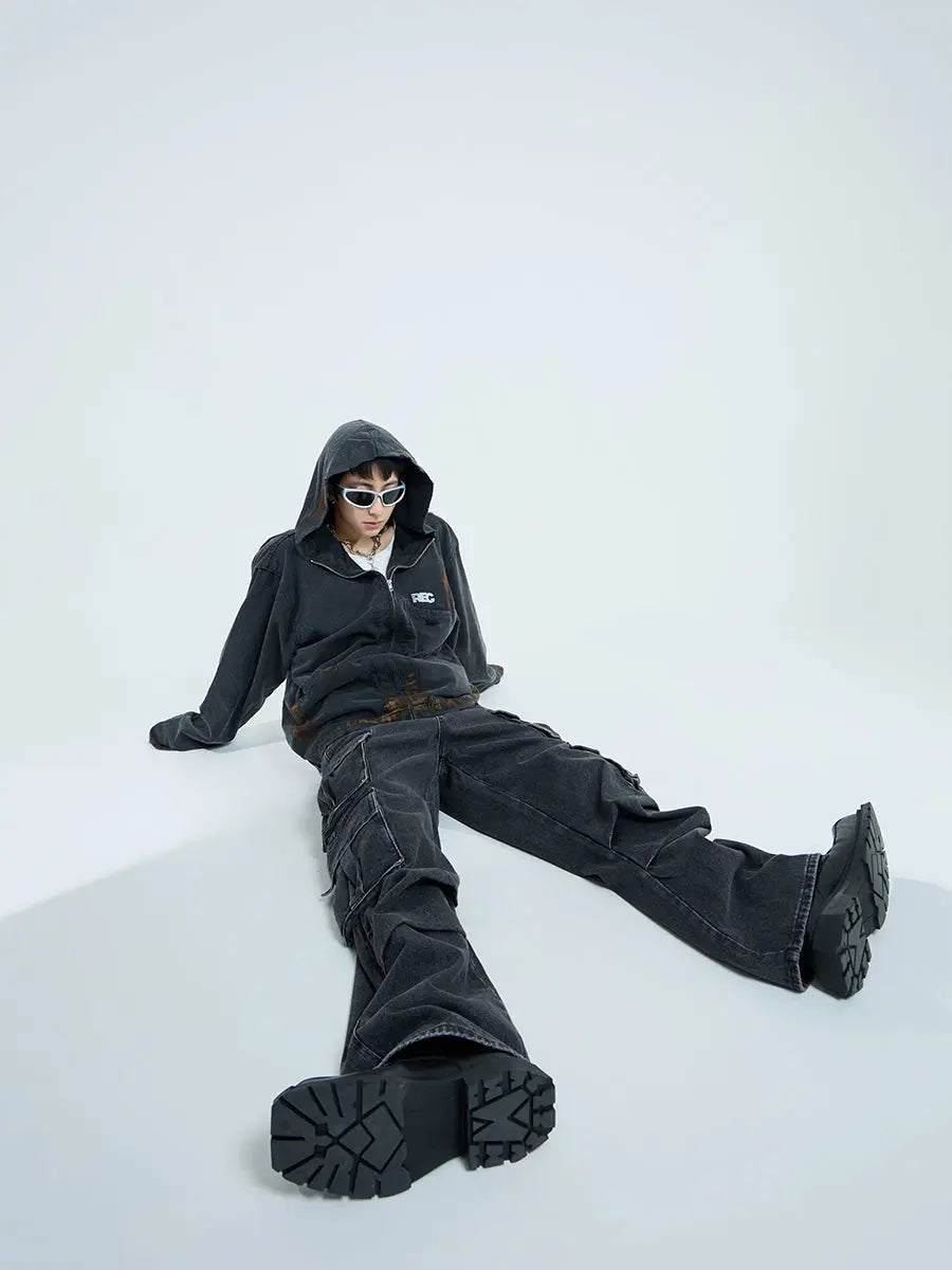 【23s September.】Vintage Distressed Hooded Denim Jacket ArtsKoreanMan