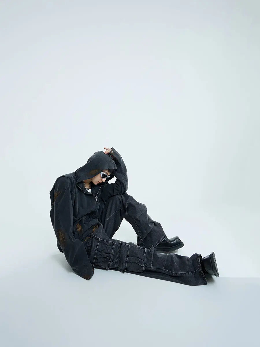 【23s September.】Vintage Distressed Hooded Denim Jacket ArtsKoreanMan