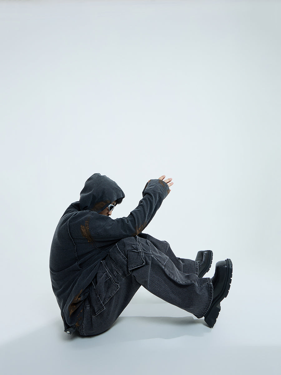 【23s September.】Vintage Distressed Hooded Denim Jacket-L ArtsKoreanMan