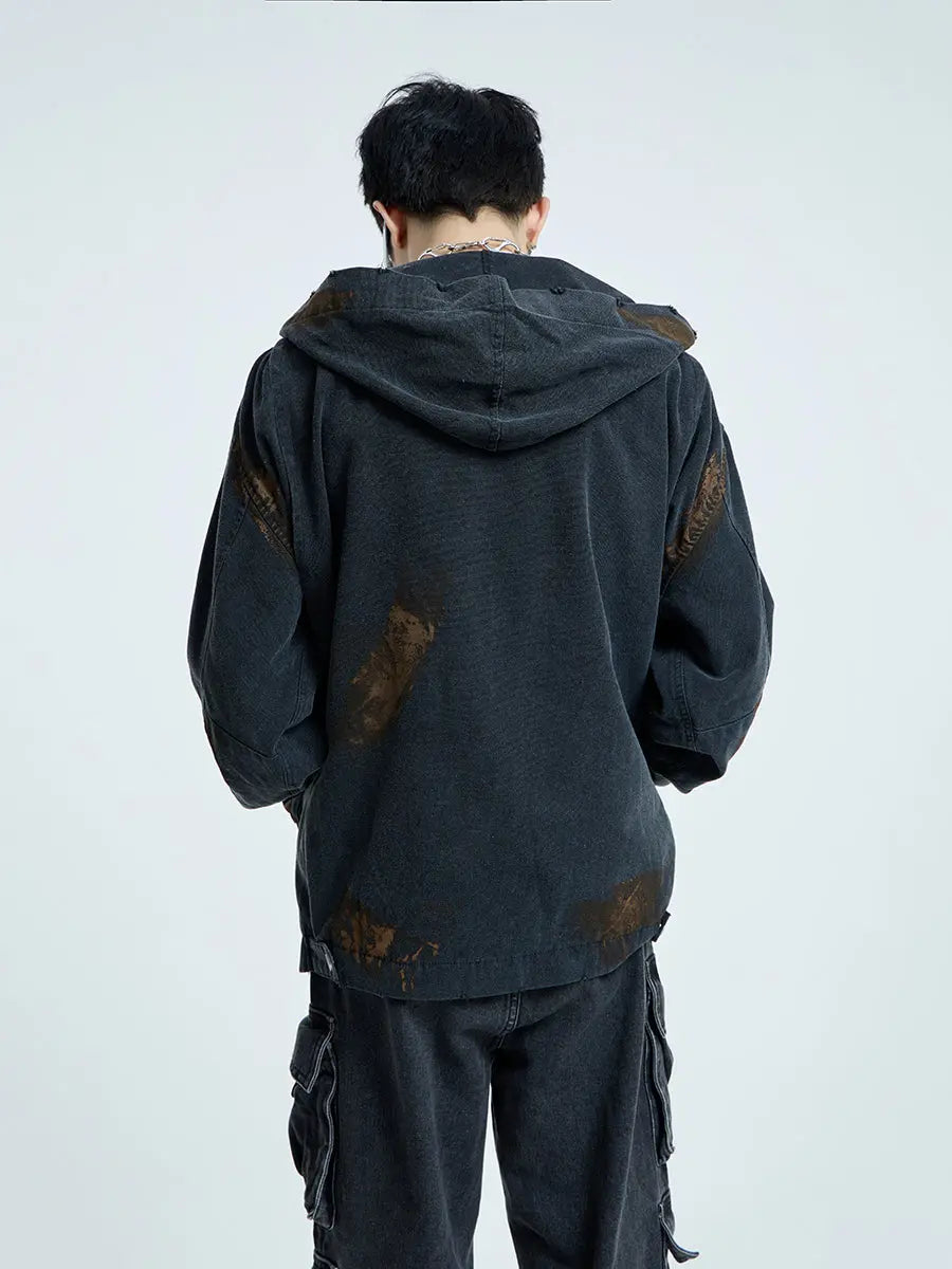 【23s September.】Vintage Distressed Hooded Denim Jacket ArtsKoreanMan