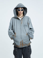 【23s September.】Vintage Distressed Hooded Denim Jacket-L ArtsKoreanMan