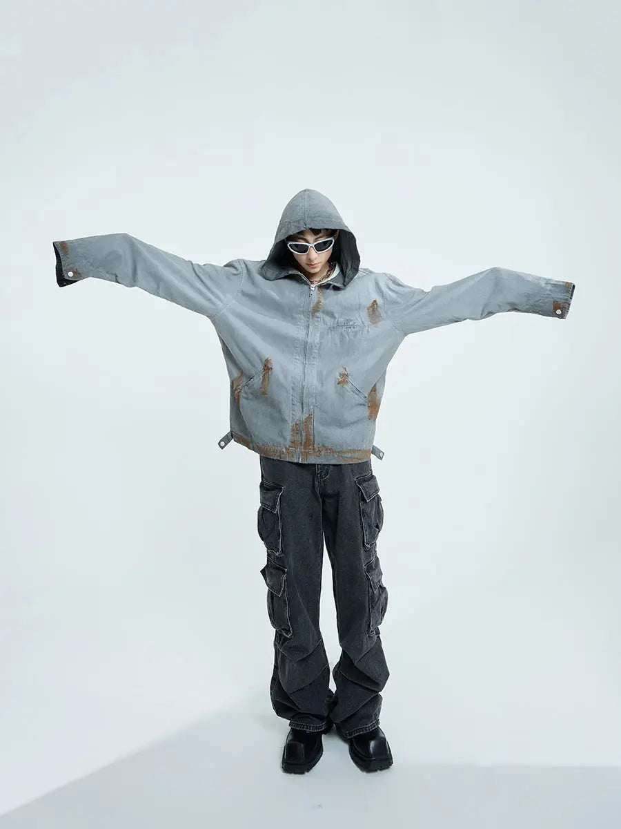 【23s September.】Vintage Distressed Hooded Denim Jacket ArtsKoreanMan