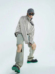 【23s September.】Raw edge ripped straight-leg jeans ArtsKoreanMan