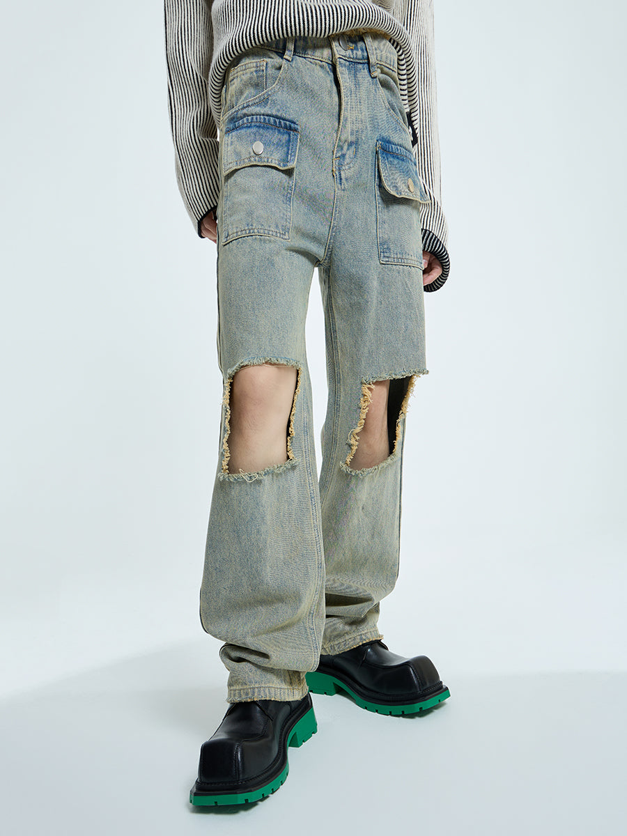 【23s September.】Raw edge ripped straight-leg jeans -M ArtsKoreanMan