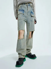 【23s September.】Raw edge ripped straight-leg jeans ArtsKoreanMan