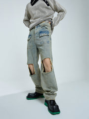 【23s September.】Raw edge ripped straight-leg jeans -M ArtsKoreanMan