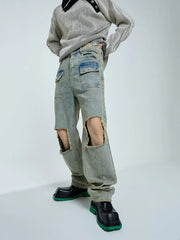 【23s September.】Raw edge ripped straight-leg jeans ArtsKoreanMan