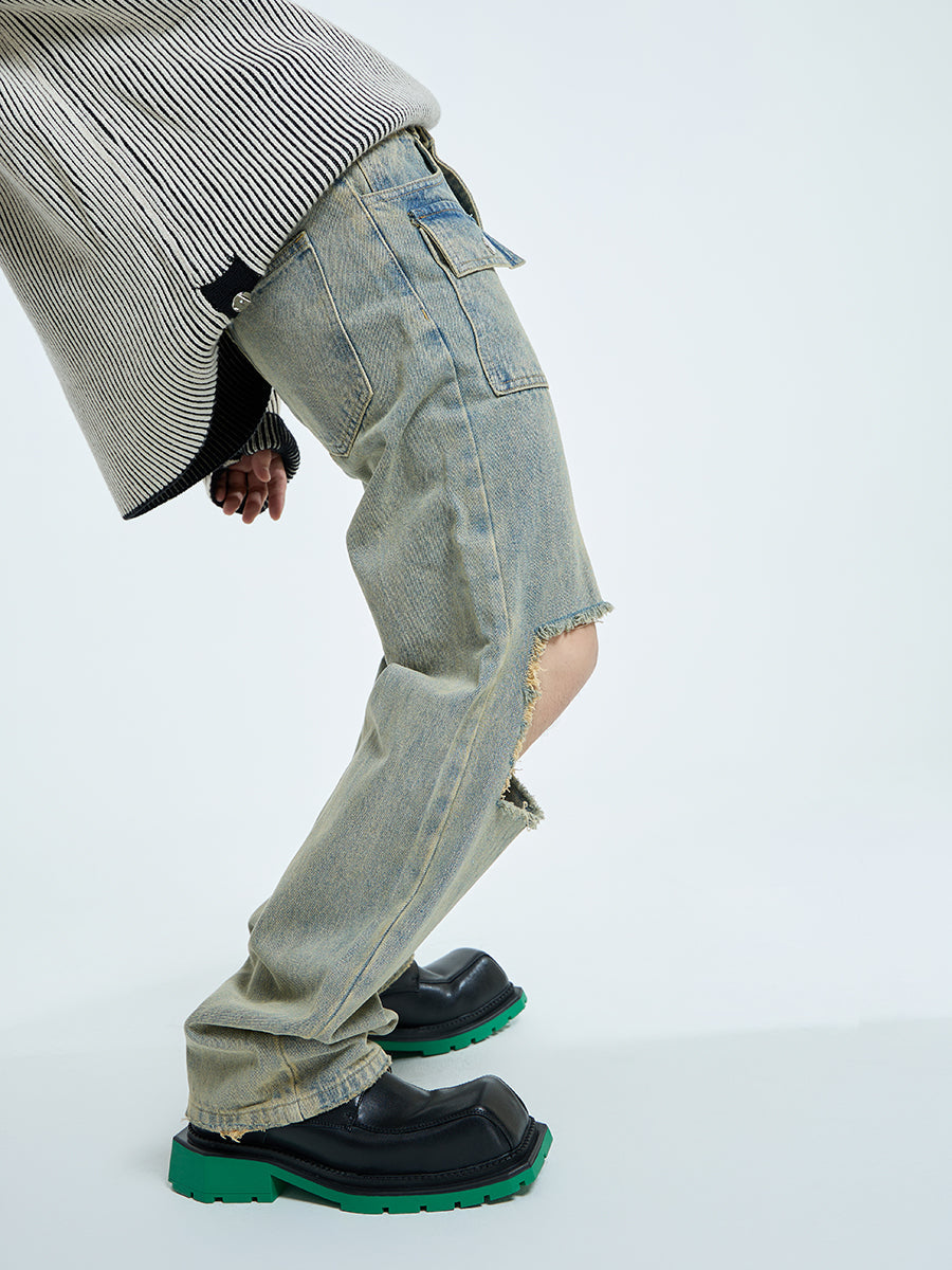 【23s September.】Raw edge ripped straight-leg jeans -M ArtsKoreanMan