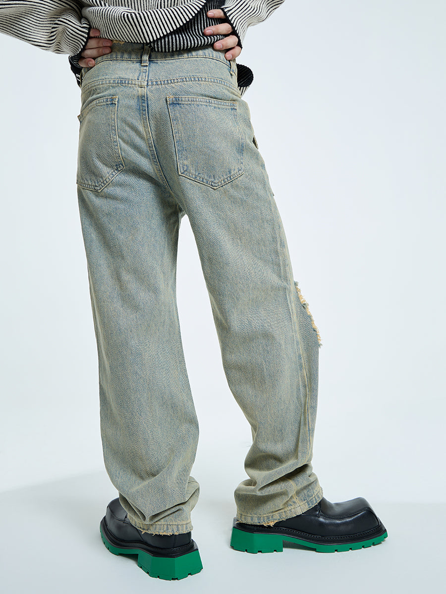 【23s September.】Raw edge ripped straight-leg jeans -M ArtsKoreanMan