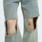 【23s September.】Raw edge ripped straight-leg jeans