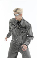 【24s Aug.】Heavy Distressed Belt-decorated Denim Suit ArtsKoreanMan