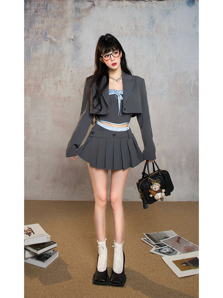 【24s Sep.】Blazer and Skirt School Set ArtsKoreanMan