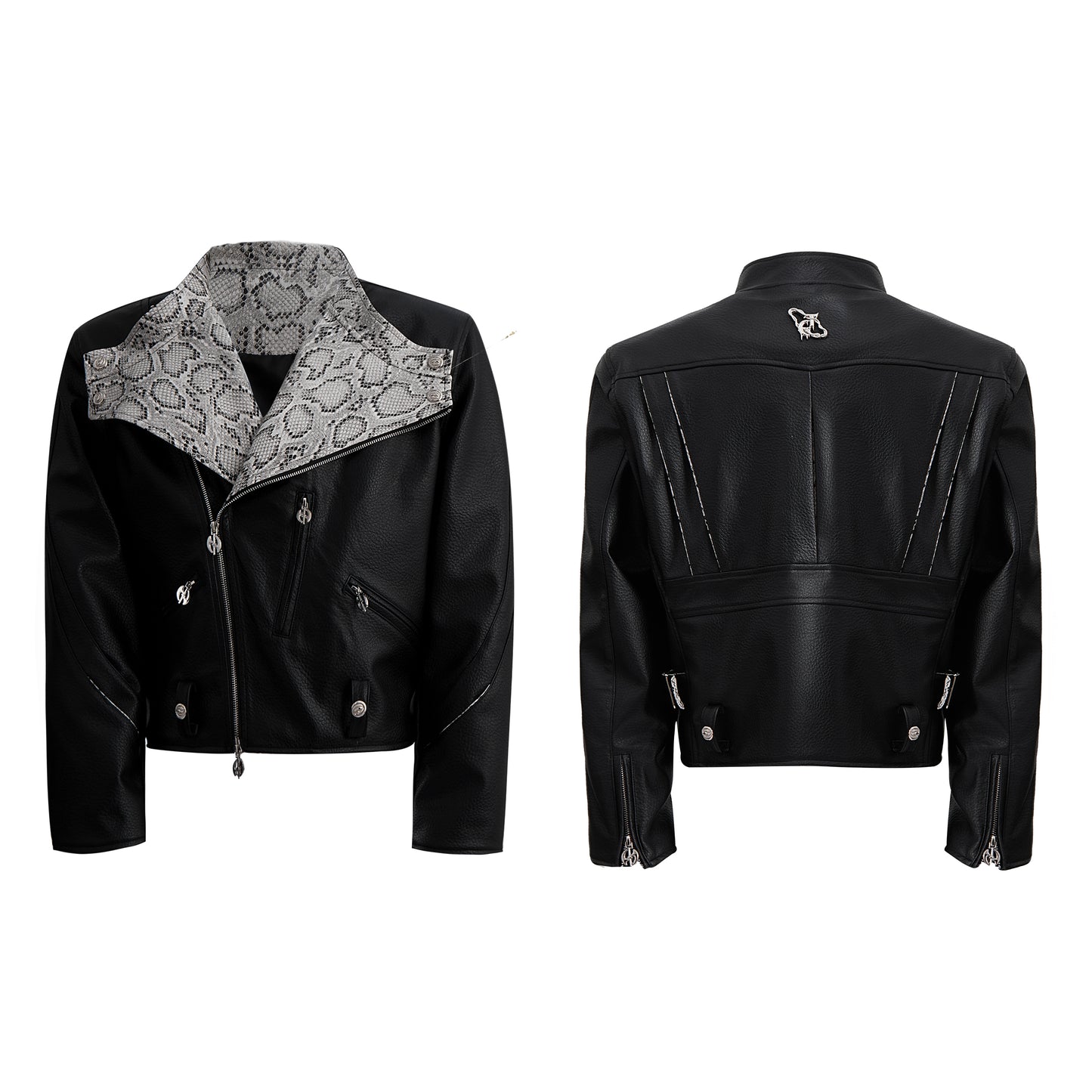 【25s Feb.】Snake Print PU Leather Jacket