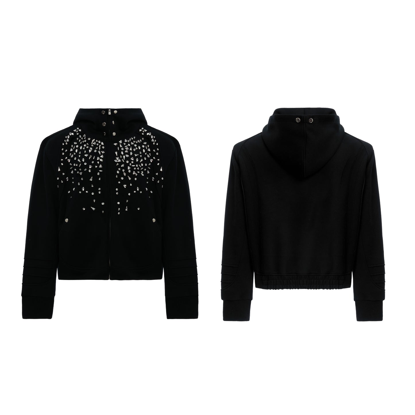 【25s Mar.】Heavy-Duty Rhinestone Embellished Hoodie Cardigan