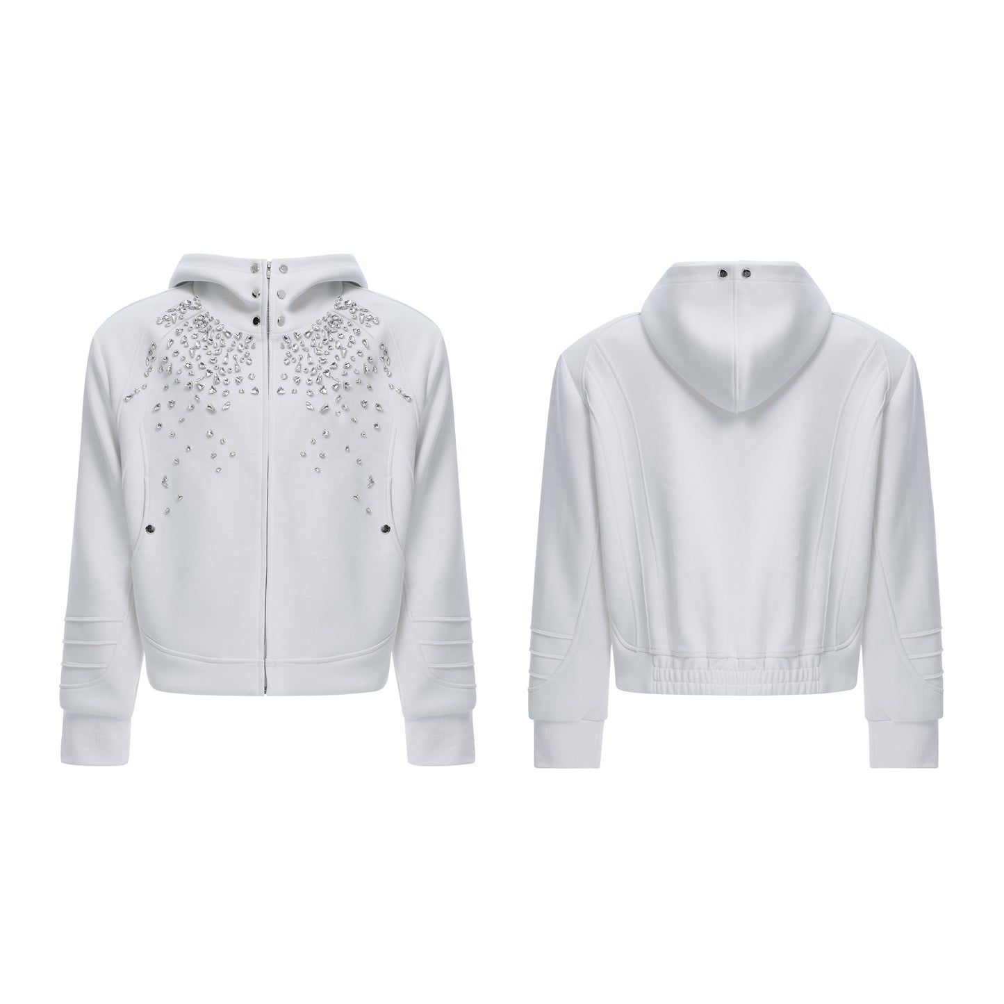 【25s Mar.】Heavy-Duty Rhinestone Embellished Hoodie Cardigan