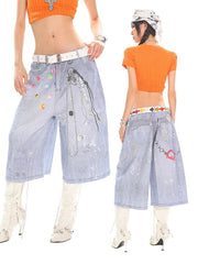 【25s Jun.】Chain Graphic Stretch Denim Shorts