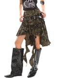 【25s Jul.】Asymmetrical Camo Denim Midi Skirt