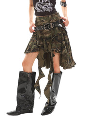【25s Jul.】Asymmetrical Camo Denim Midi Skirt