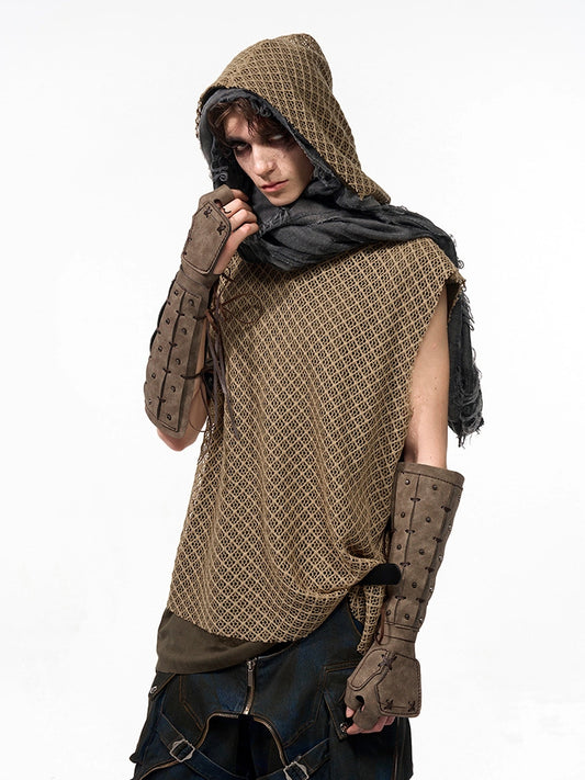 【25s Aug.】Washed Hooded Layered Sleeveless Mesh Vest
