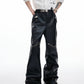 【25s Aug.】Vintage Metal Zipper Shiny Leather Pants