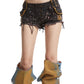 【25s Aug.】Raw Hem Patchwork Leather Denim Shorts