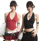 【25s Aug.】Black Backless Halter Corset Top