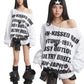 【25s Aug.】All-Over Letter Print Slanted Shoulder Sweatshirt