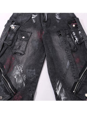 【25s Aug.】Graffiti Multi-Pocket Loose Draped Wide-Leg Jeans