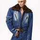 【25s Oct.】Plush Patchwork Denim Distressed Design Jacket / Jeans