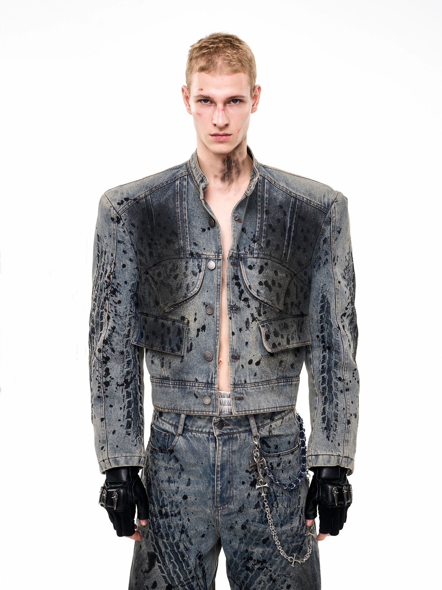 Ink-sprayed Distressed Jacket