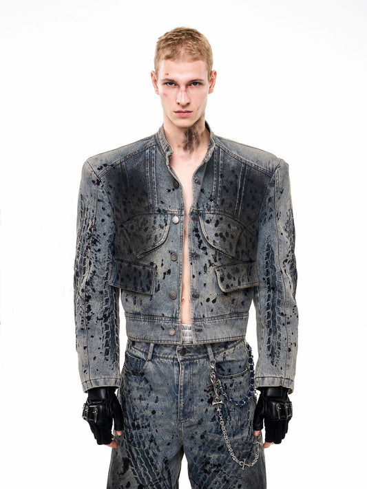 Ink-sprayed Distressed Jacket