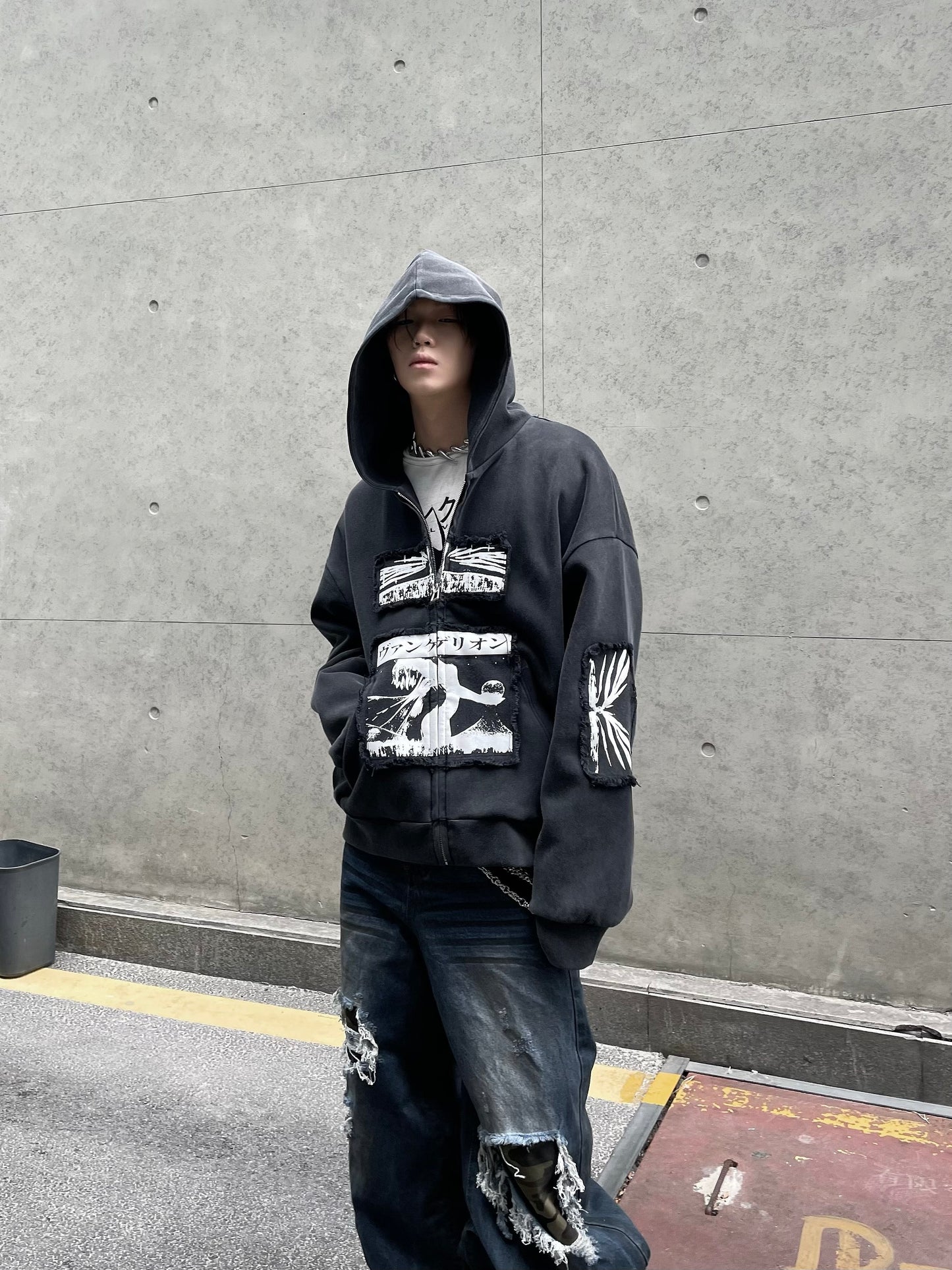 【25s Mar.】Vintage Illustration Distressed Heavy Hoodie