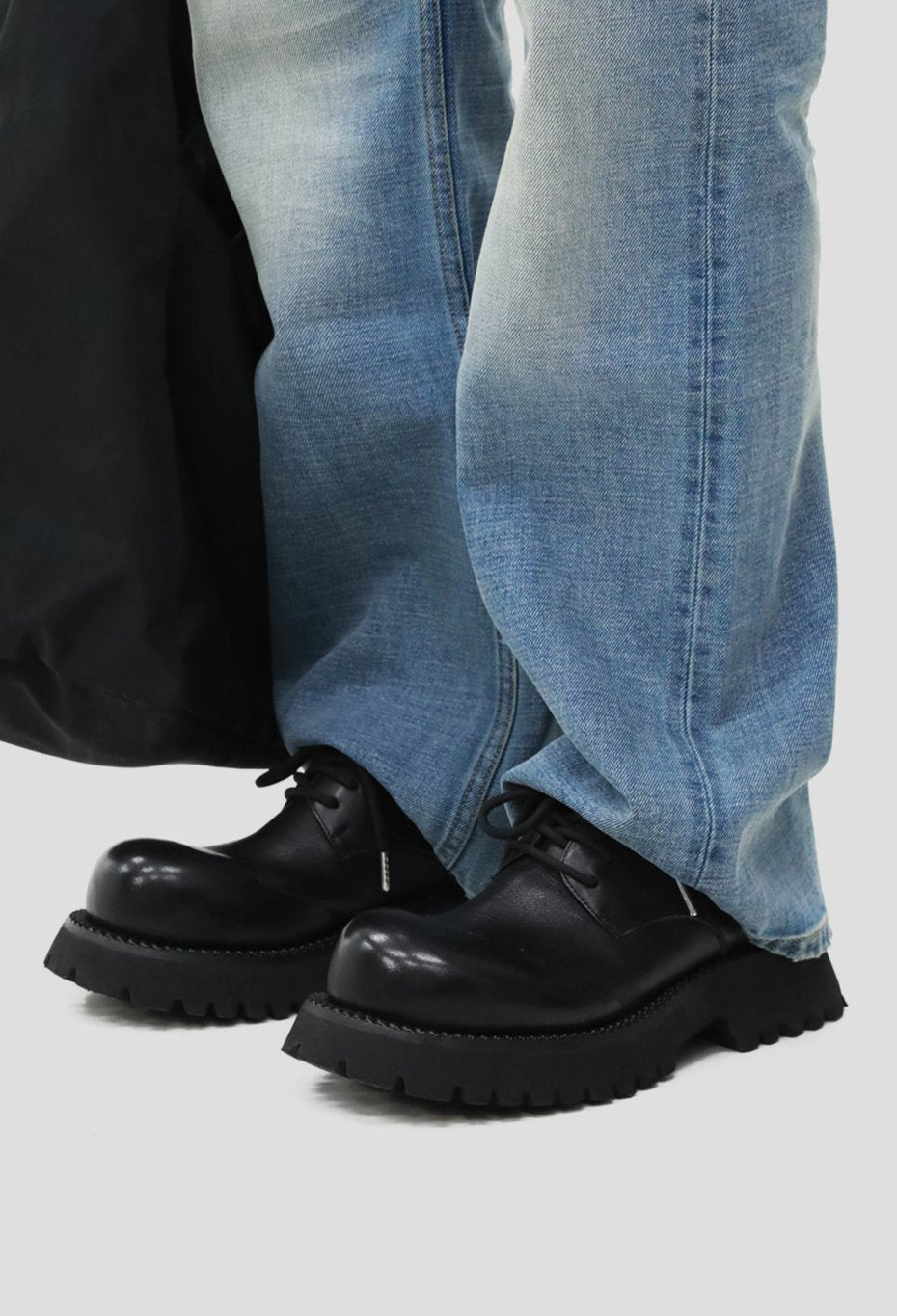 Black Raised Toe Casual Thick-soled Derby Shoes ArtsKoreanMan