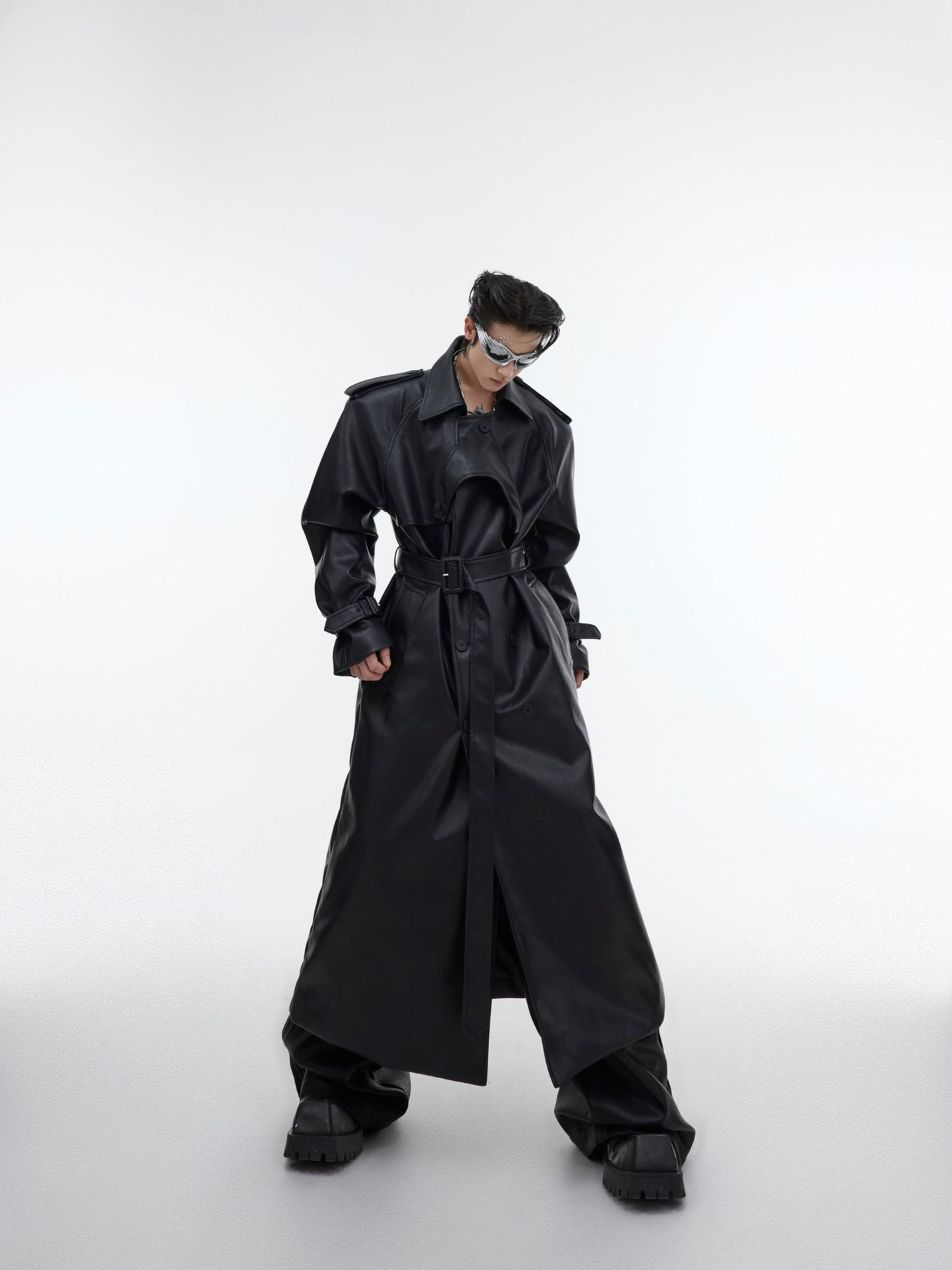 【23s October.】Deconstructed Silhouette PU Leather Coat