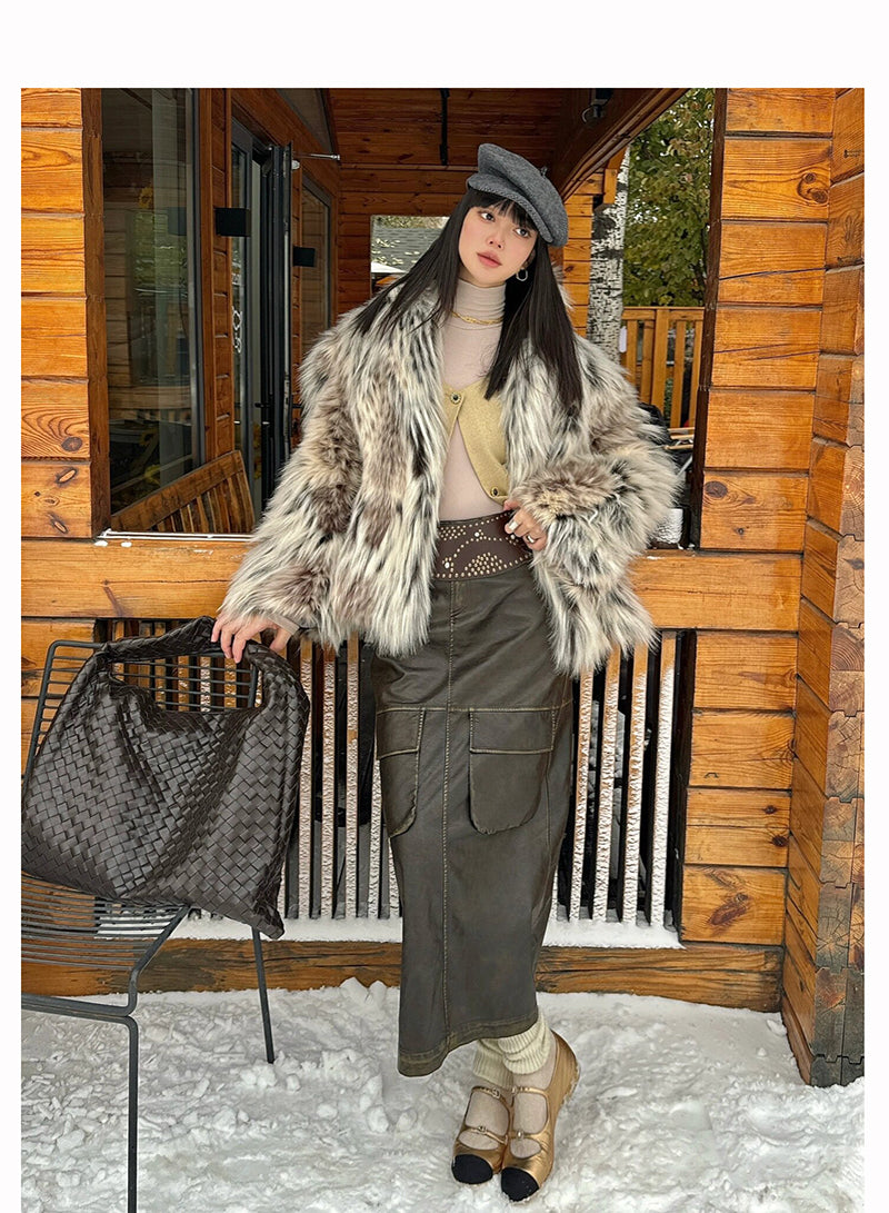 【24s Nov.】Leopard Plush Faux Fur Coat（Girls) ArtsKoreanMan