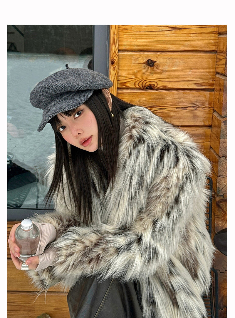 【24s Nov.】Leopard Plush Faux Fur Coat（Girls) ArtsKoreanMan