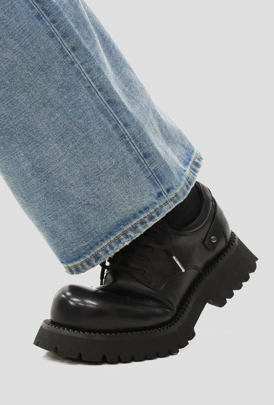 Black Raised Toe Casual Thick-soled Derby Shoes ArtsKoreanMan