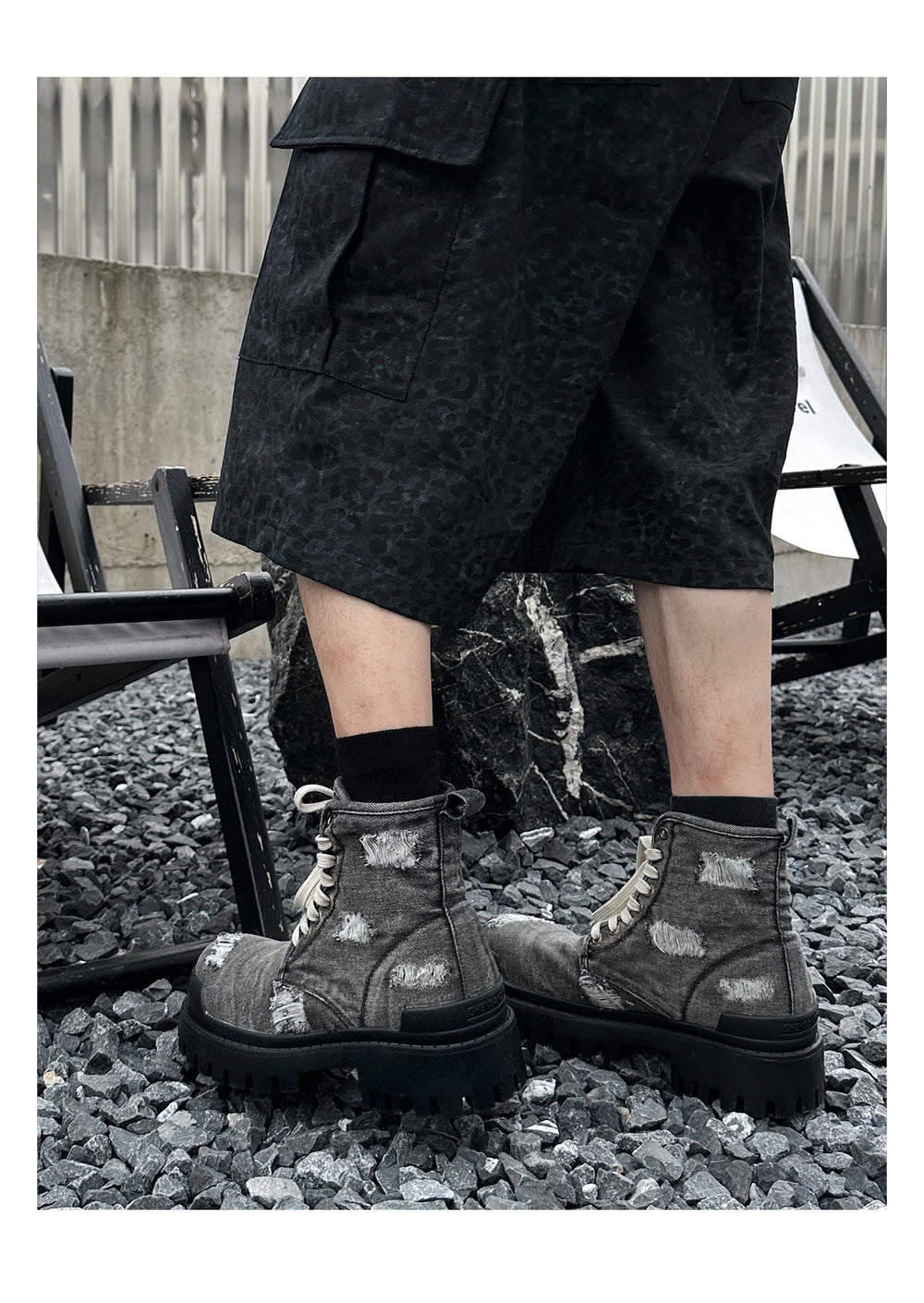 Denim canvas thick-soled Martin boots ArtsKoreanMan