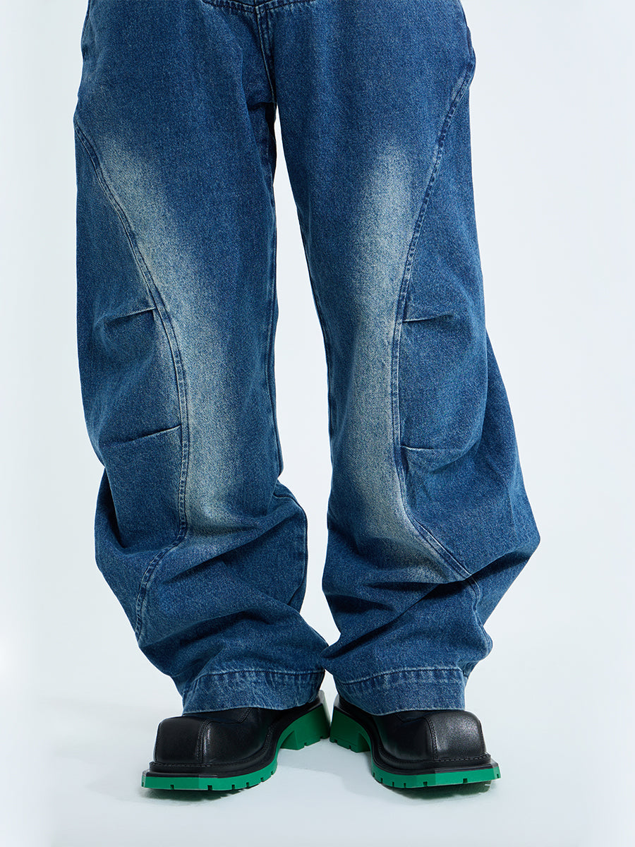 【23s September.】Curved Irregular Wide Leg Jeans-L ArtsKoreanMan