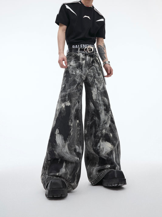 【24s May.】Vintage Distressed Spray-dyed Baggy Jeans