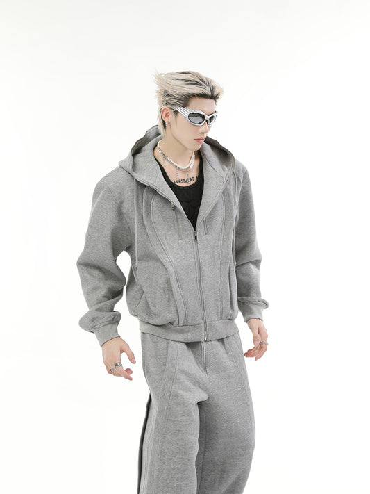 【24s Nov.】Solid Color Hooded Sweatshirt Jacket + Casual Pants Sports Suit ArtsKoreanMan