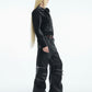 【25s Mar.】Deconstructed Metal Zipper High-Waisted Pleated Faux Leather Pants