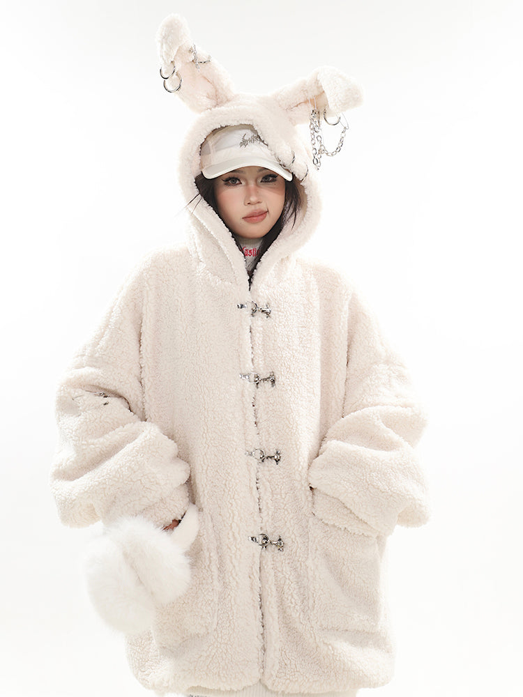 【23s December.】Cute Bunny Ears Hooded Sherpa Jacket