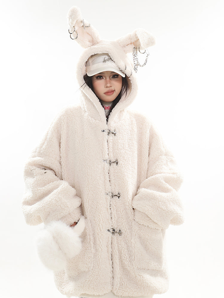 【23s December.】Cute Bunny Ears Hooded Sherpa Jacket ArtsKoreanMan