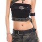 【25s Mar.】Punk Camouflage Belted Crop Top