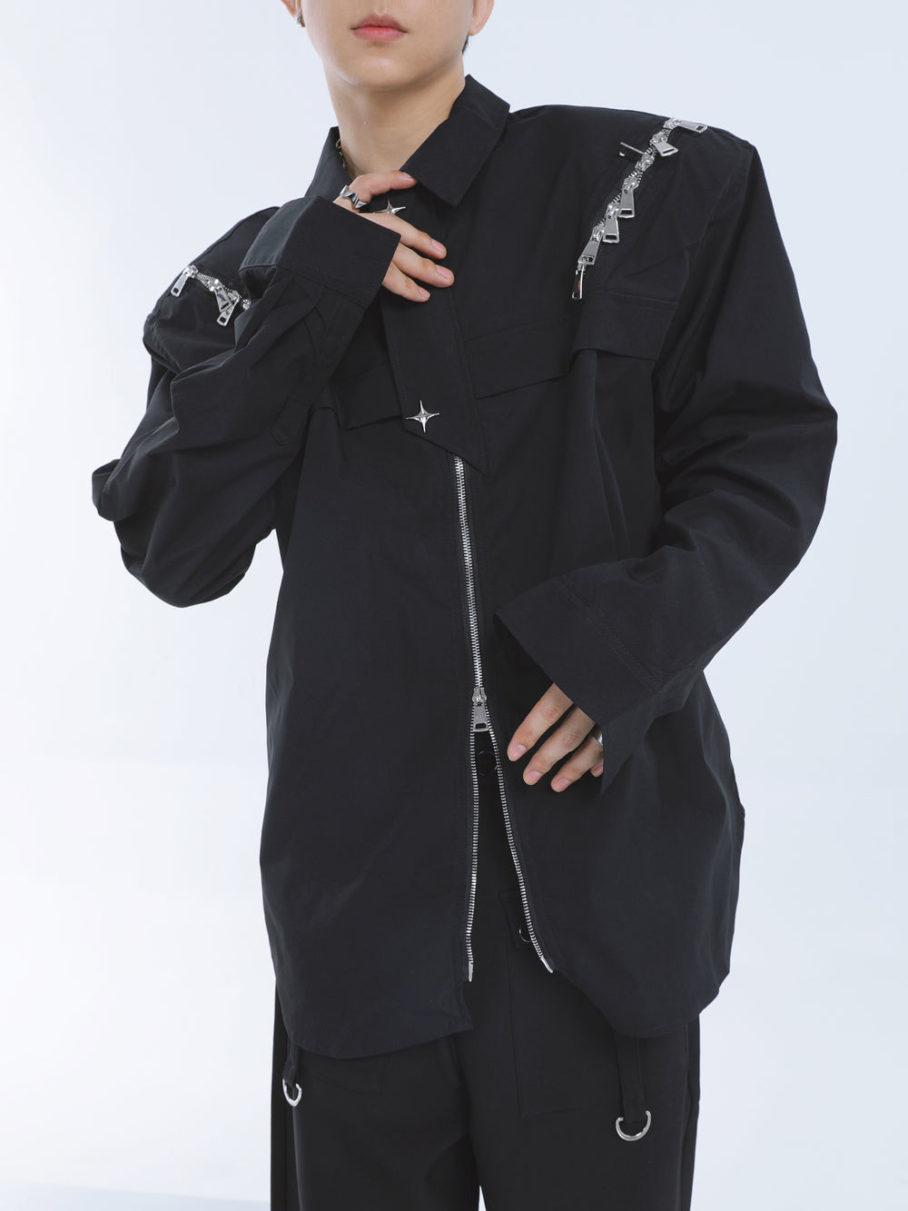 【23s September.】Shoulder Metal Double Zpper Design Shirt + Pants ArtsKoreanMan