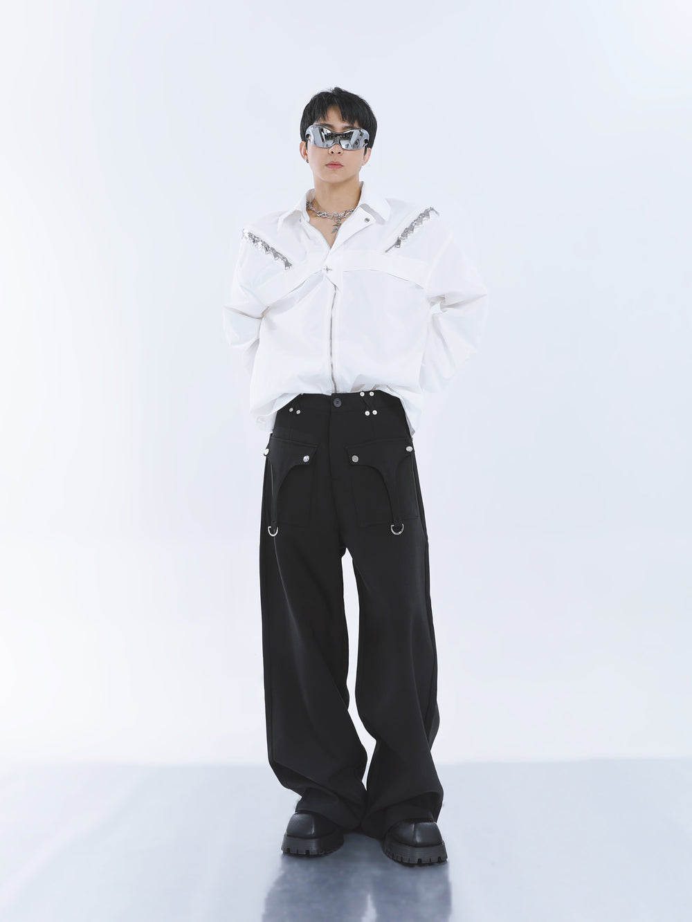 【23s September.】Shoulder Metal Double Zpper Design Shirt + Pants ArtsKoreanMan