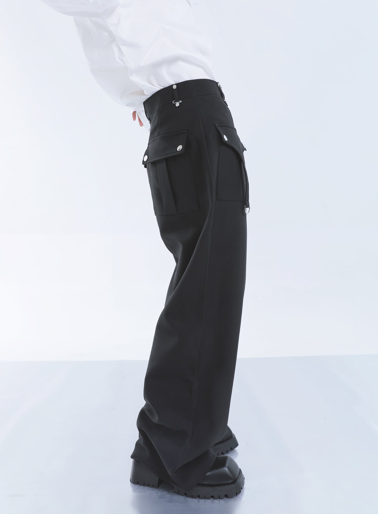 【23s September.】Shoulder Metal Double Zpper Design Shirt + Pants